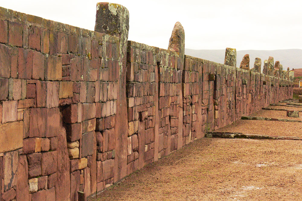 Ancient stone wall at Tiwanaku