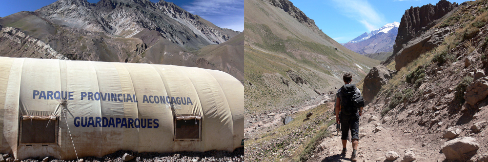 Hiking toward Camp Confluencia on Aconcagua