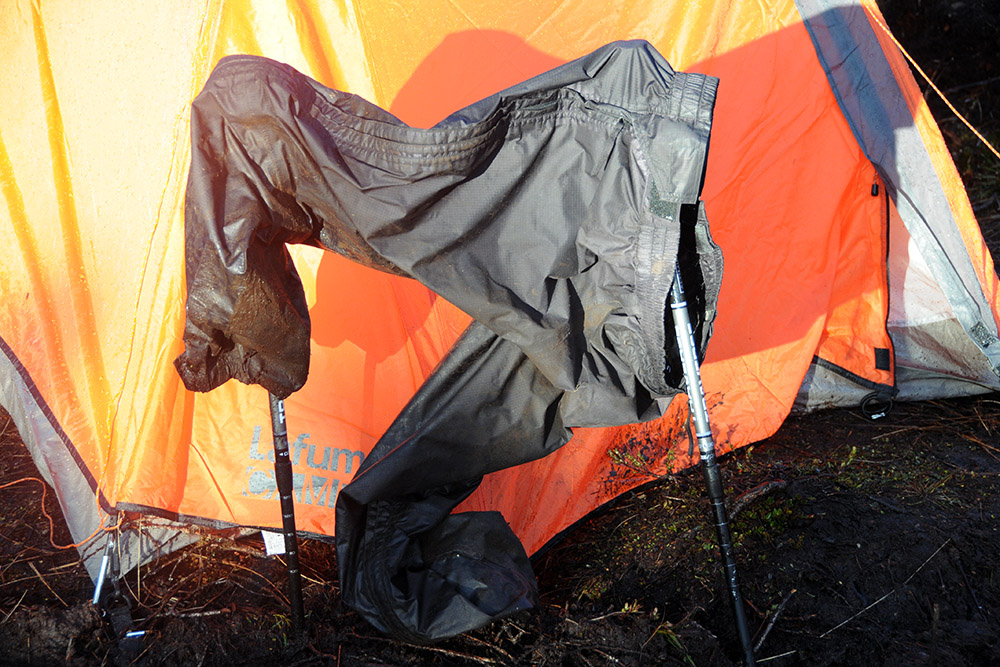 Muddy pants drying at Camp III
