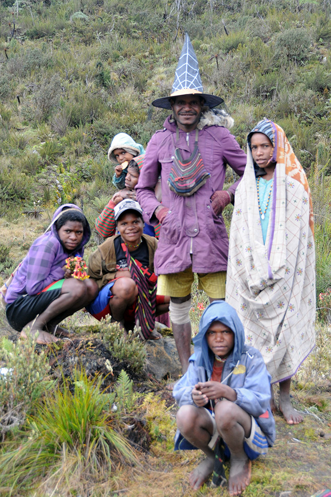 Porters at Camp IV during the Carstensz Pyramid expedition