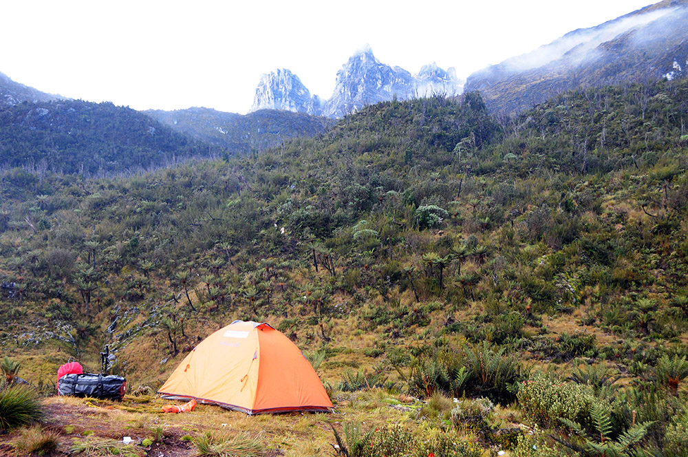 Tent at Camp IV on the Carstensz Pyramid expedition