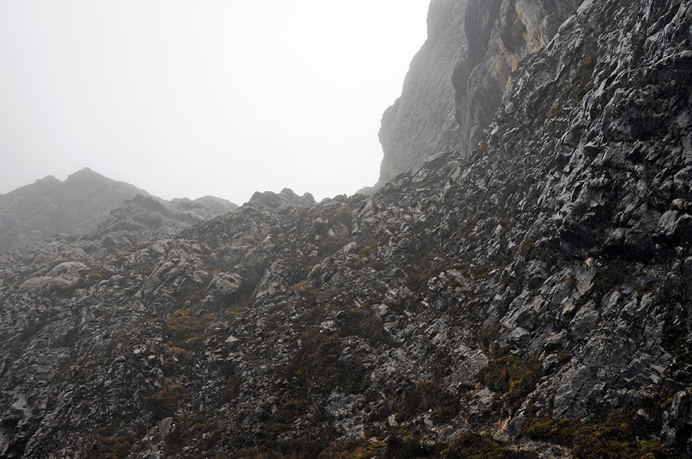 Rocky terrain near 14,000 feet on the Carstensz Pyramid approach