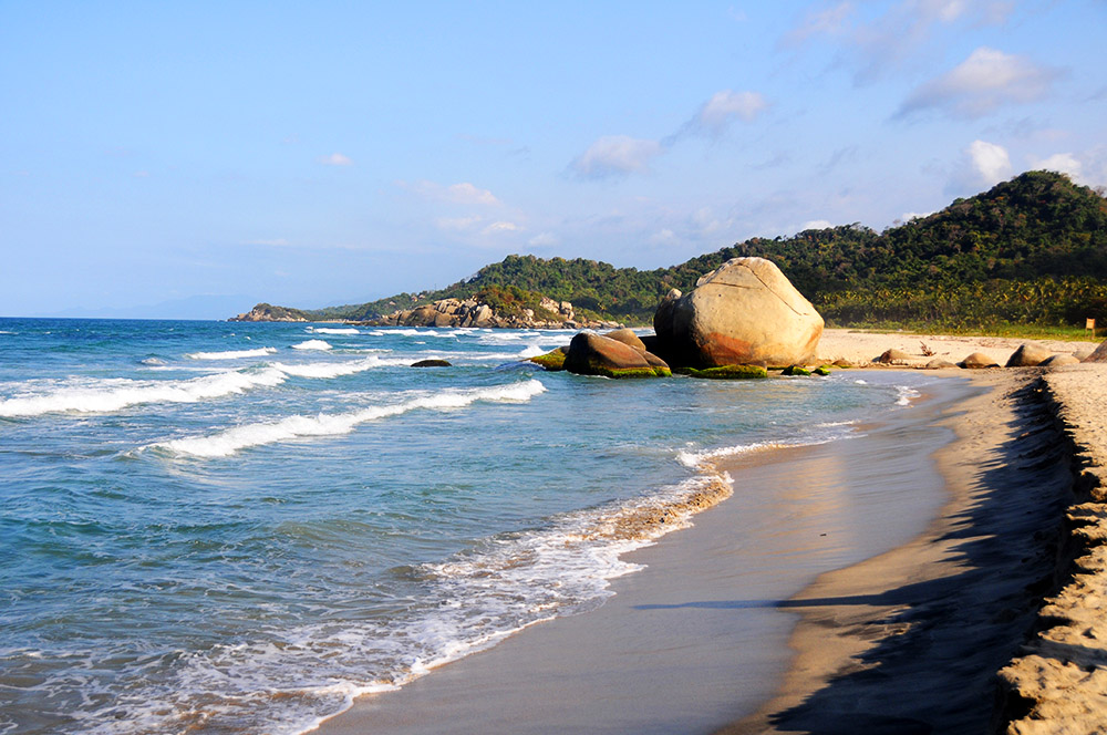 Beach and jungle in Tayrona National Park Colombia
