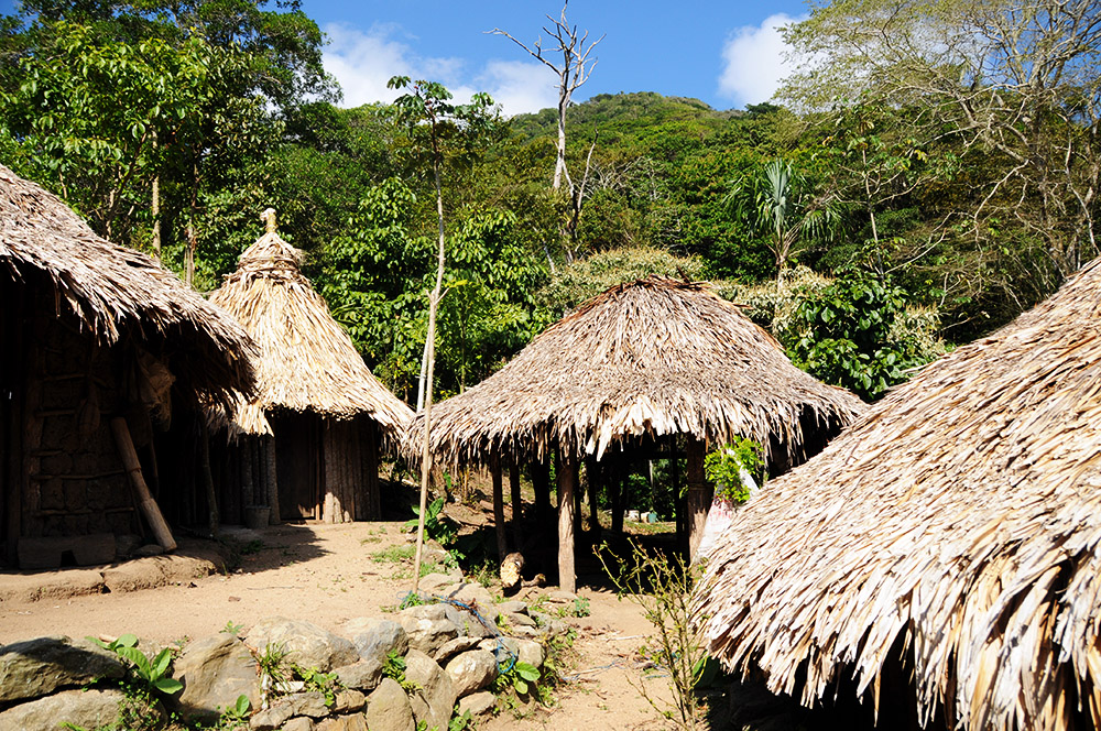 Traditional huts in Tayrona National Park Colombia