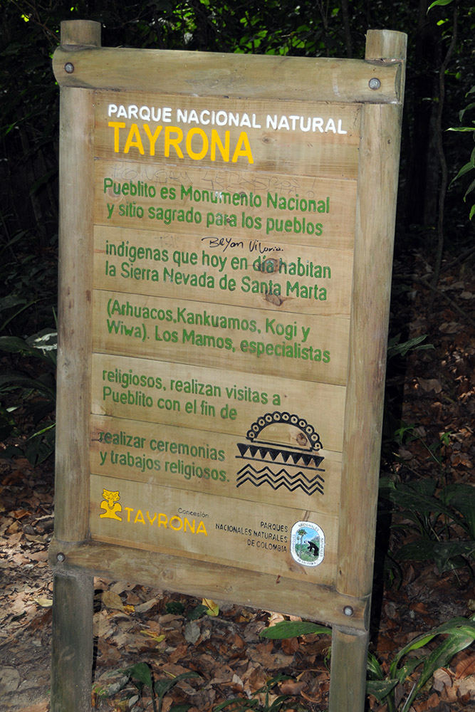 Sign in Tayrona National Park Colombia