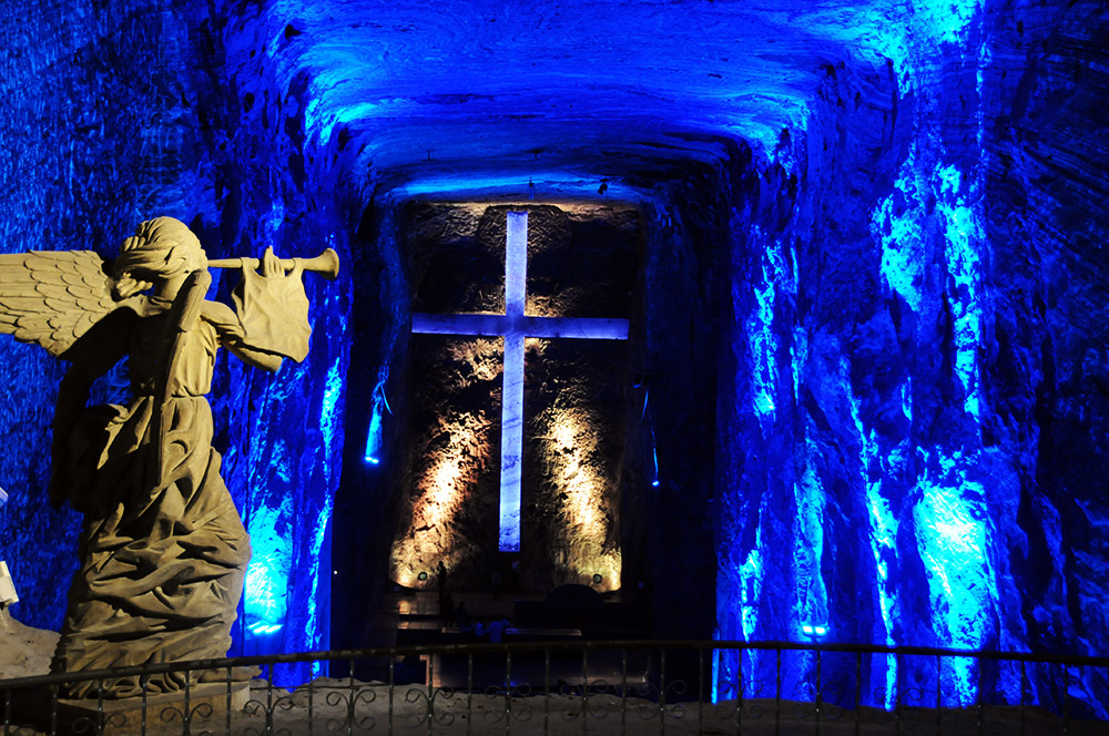 Main altar inside the Salt Cathedral of Zipaquira Colombia