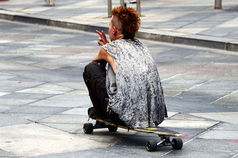 Skateboarder in downtown Denver