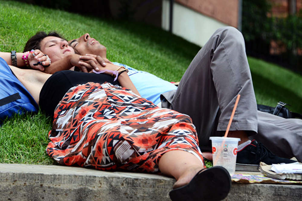 People resting in downtown Denver