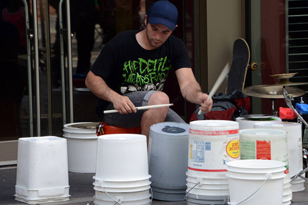 Street musician in downtown Denver