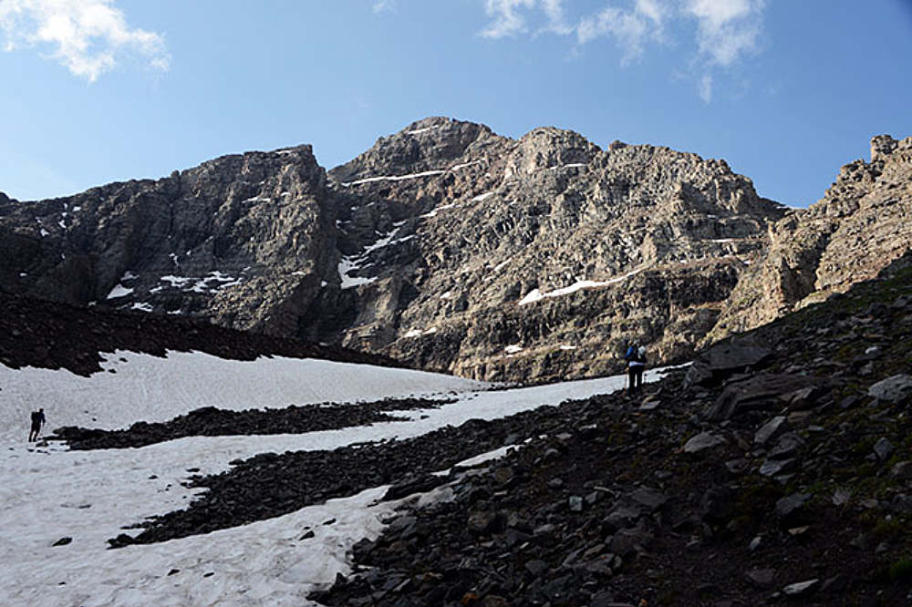 Climbers below Pyramid Peak Colorado