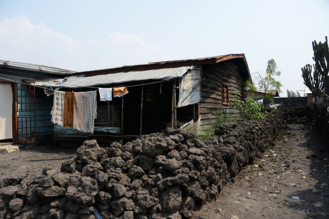 Lava Wall Wall built from lava rock in Goma