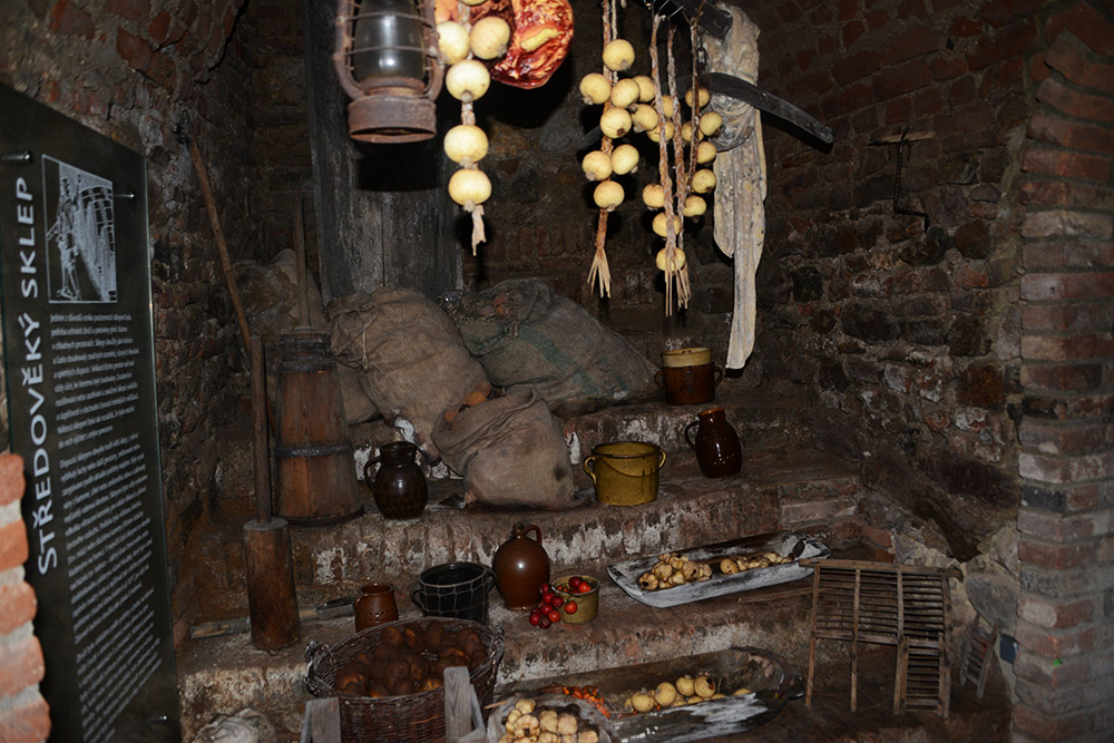 Food storage display in the Brno underground labyrinth