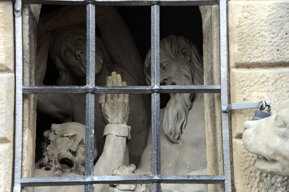 Historic display at Charles Bridge in Prague