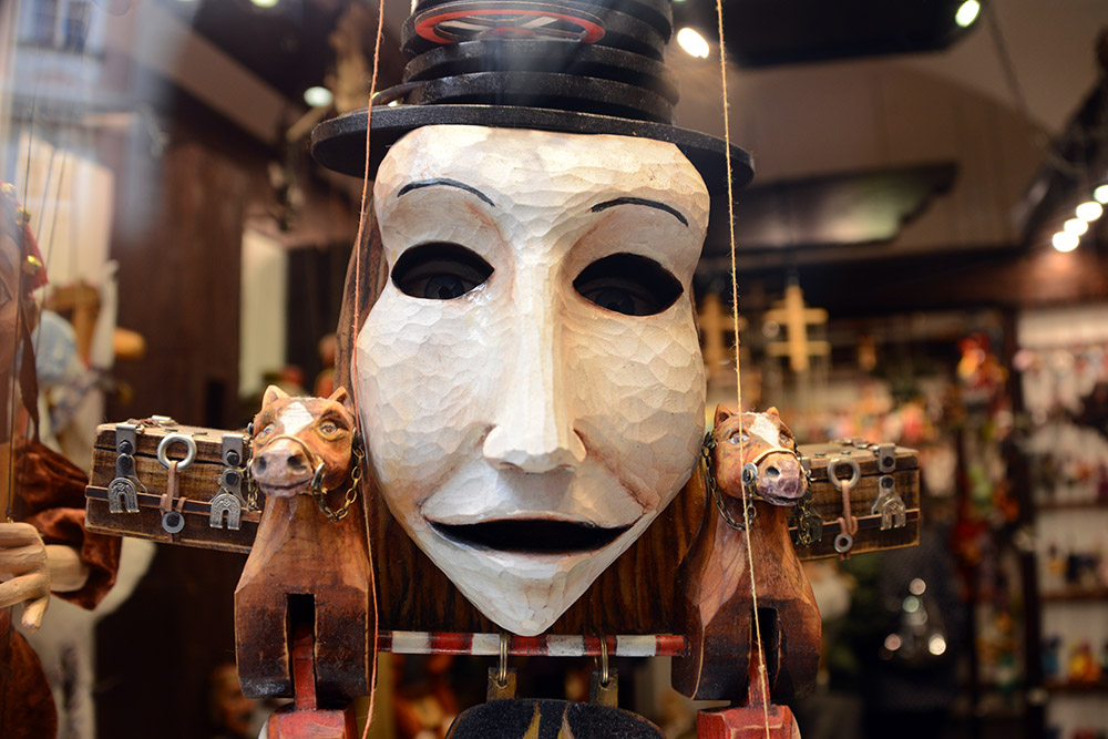 Decorative mask in a Prague shop