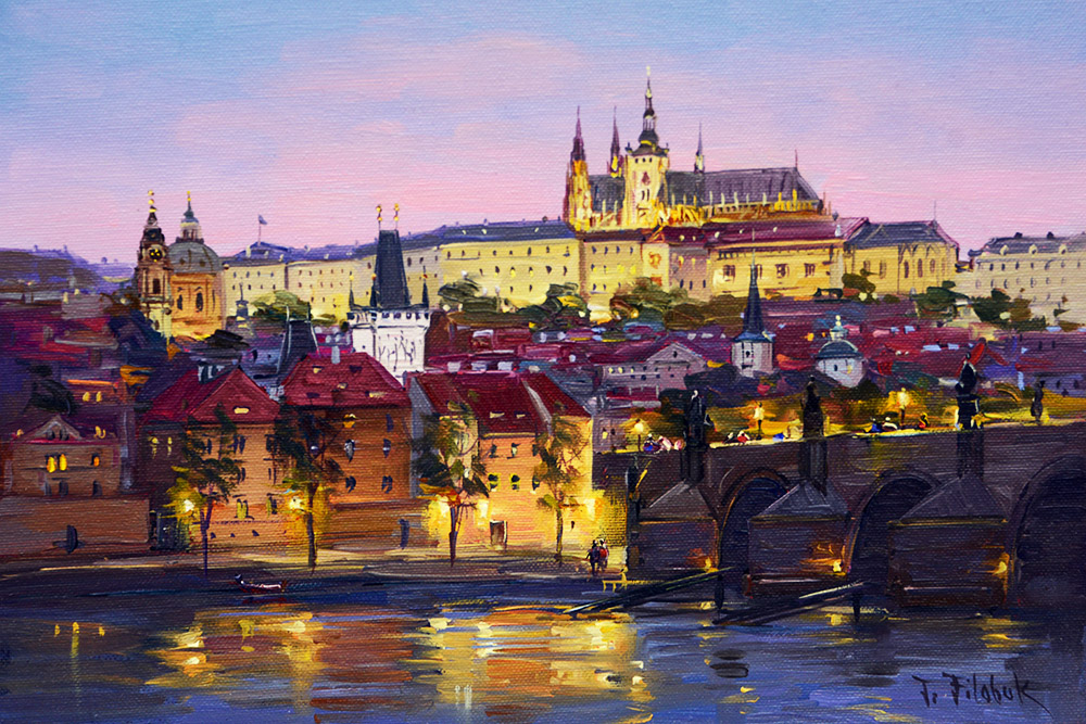 Painting of Prague and Prague Castle