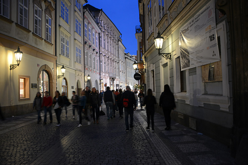 Street in Prague at night