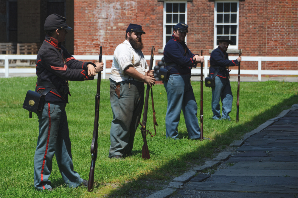 Soldier reenactors at Fort Delaware