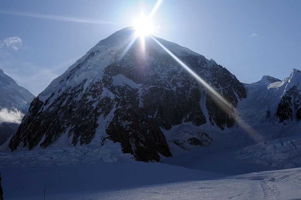 Sunlight over Camp I on Denali