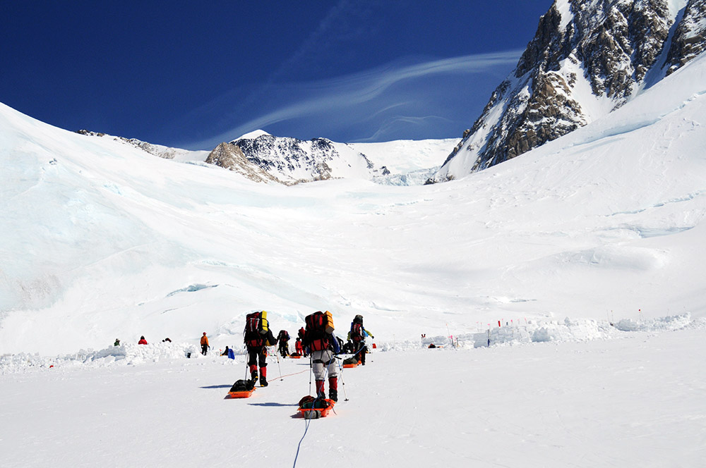 Arriving at Camp II on Denali