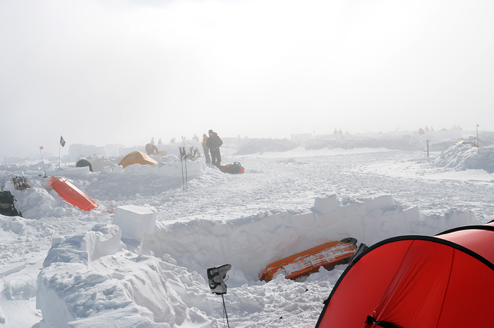 Whiteout entering Denali Advanced Base Camp