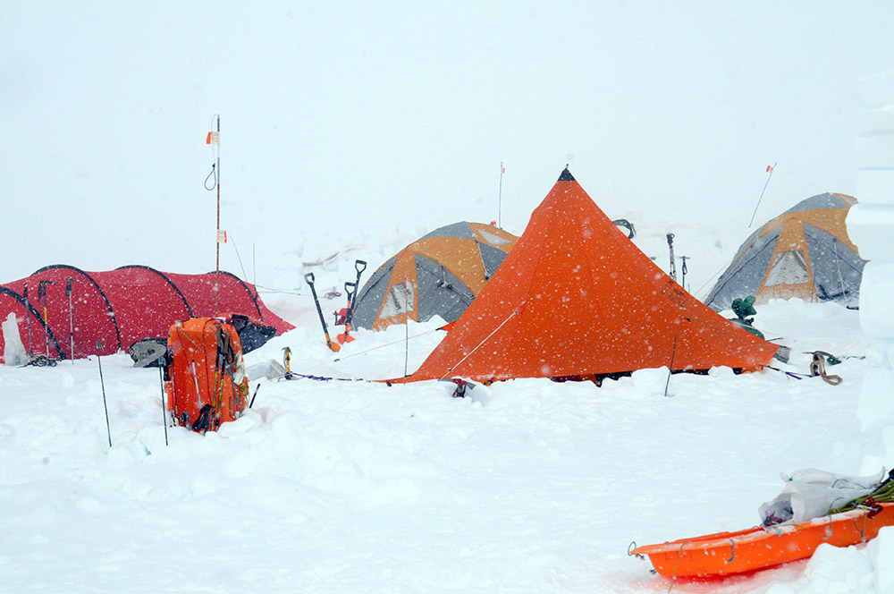 Snowstorm at Denali Advanced Base Camp