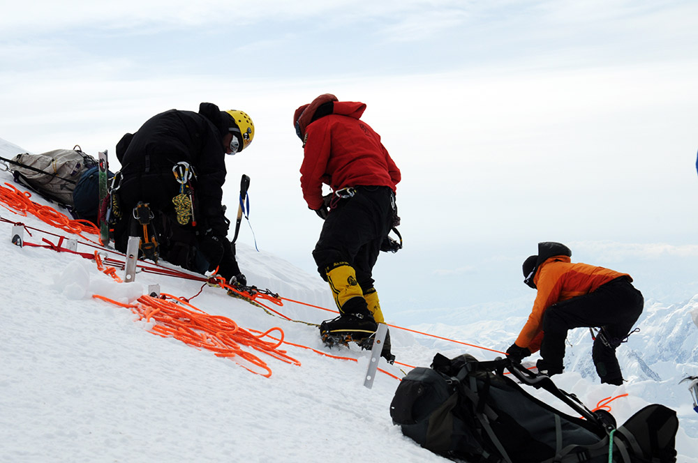 Difficult conditions on Denali's fixed ropes