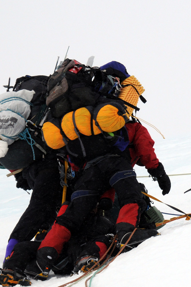 Injured climber being lowered on Denali