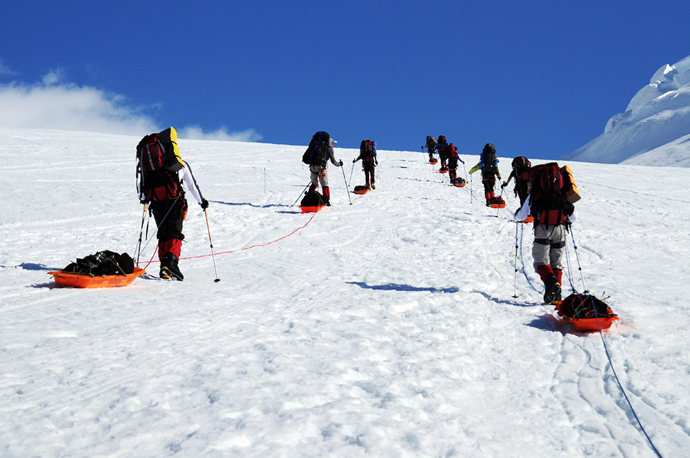 Climbing Ski Hill on Denali