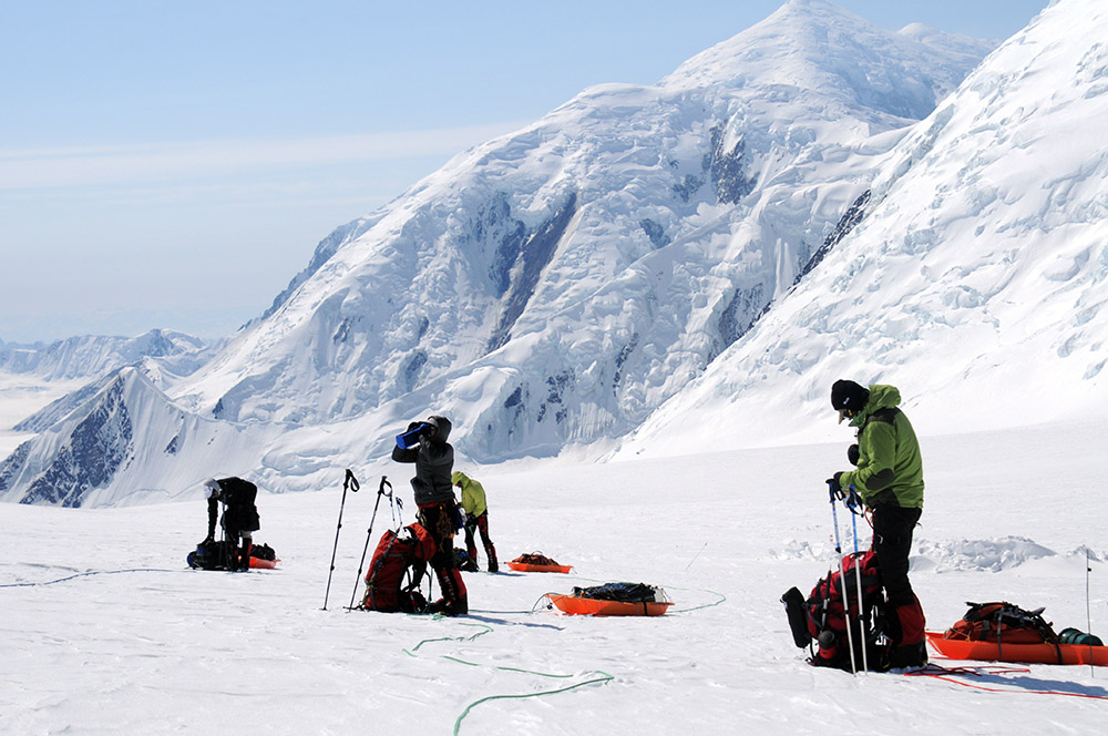 Taking a break while pulling sleds on Denali