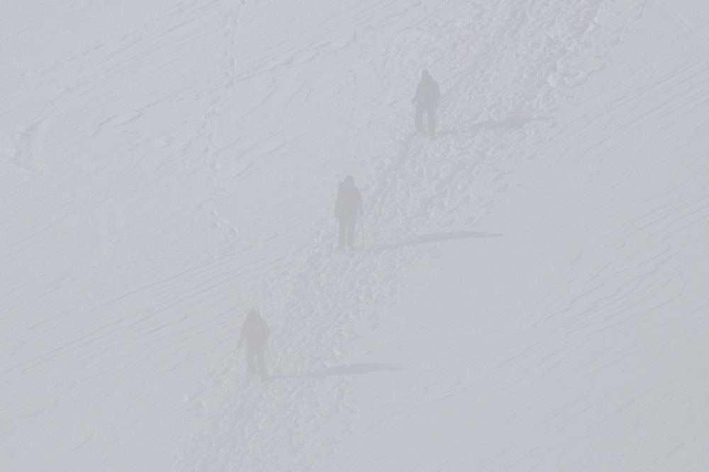 Climbers descending Denali