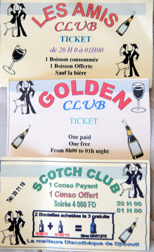 Cards advertising clubs in Djibouti City