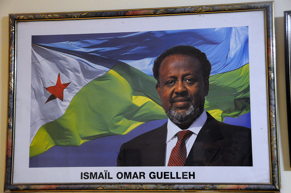 Portrait of President Ismail Omar Guelleh displayed in Djibouti City