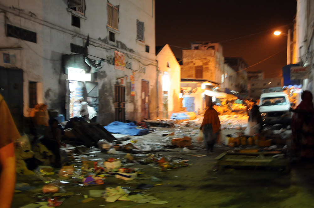 Street in Djibouti City at night