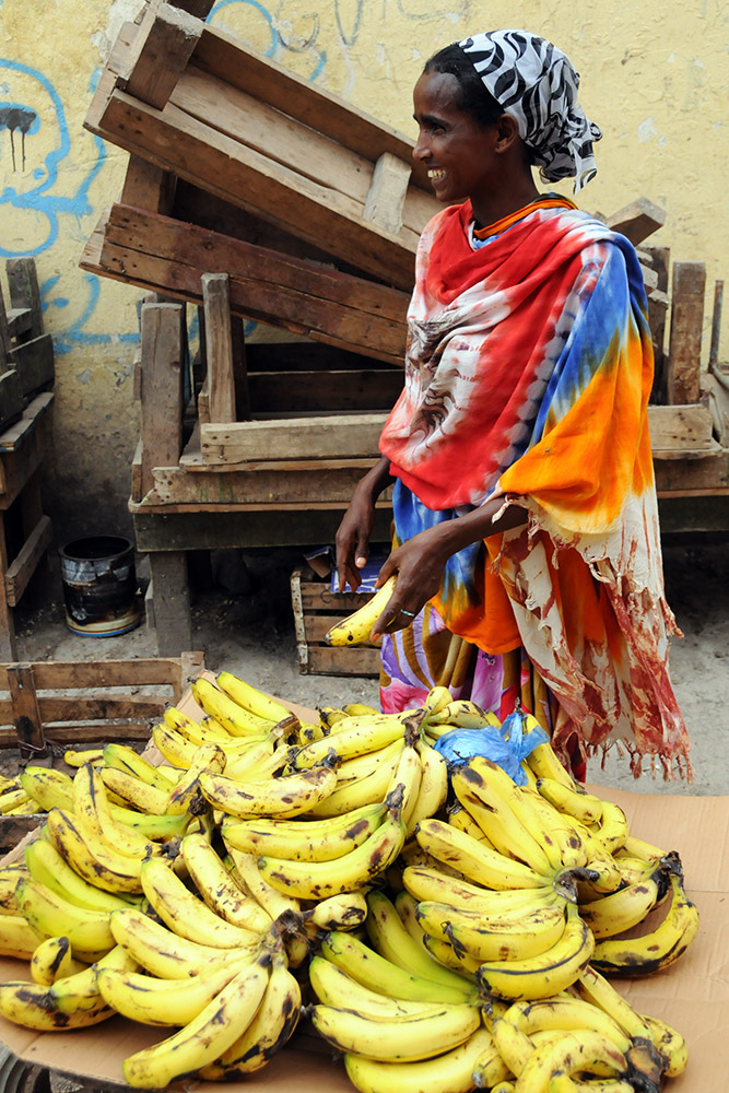 Woman selling bananas in Djibouti City