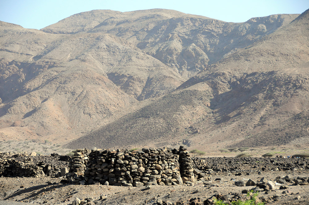 Stone structure in the dry landscape of western Djibouti
