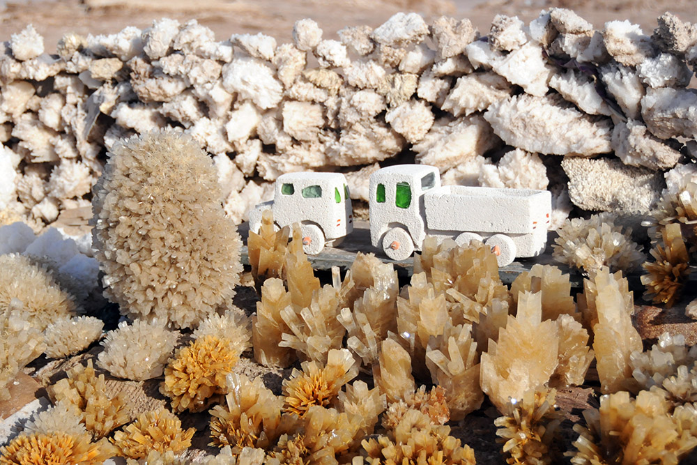 Handmade salt artwork and mineral souvenirs at Lake Assal in Djibouti