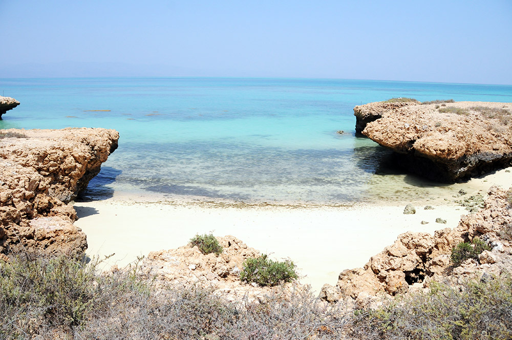 Rocky coral coastline of Moucha Island in Djibouti