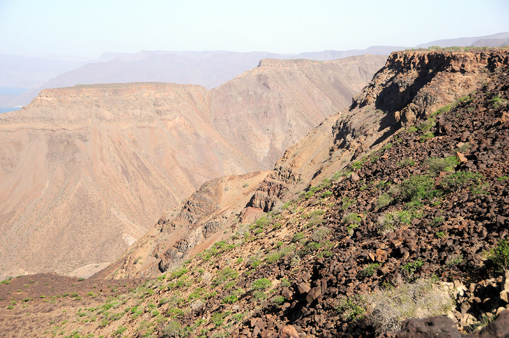 Mountainous desert landscape in western Djibouti