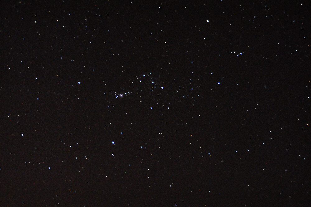 Orion visible in the night sky over Moucha Island
