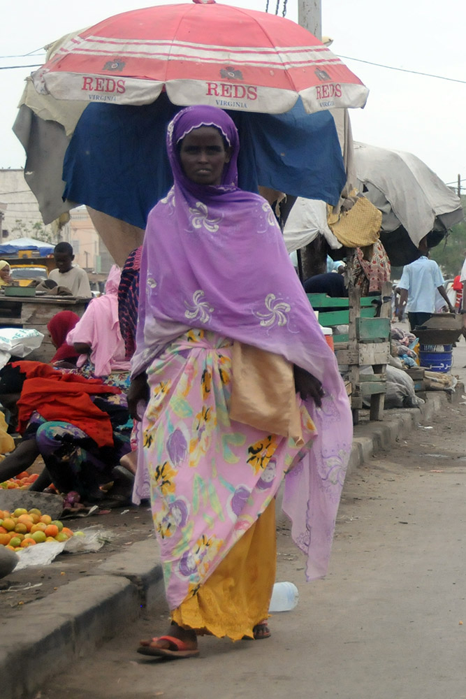Woman walking through Djibouti City