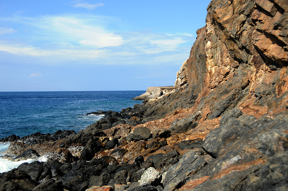 Washed out coastal road at Cape Fatucama in Timor-Leste