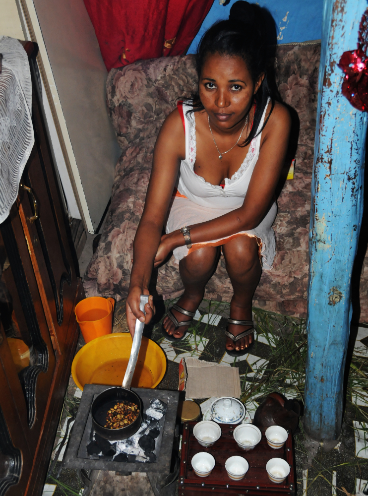 Traditional Ethiopian coffee preparation