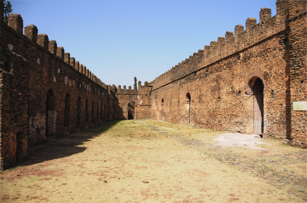 Courtyard and horse stables at Gondar Castle