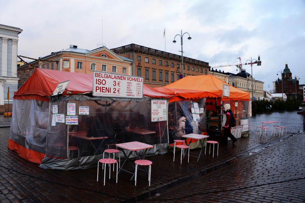 Covered outdoor market cafe in Helsinki, Finland