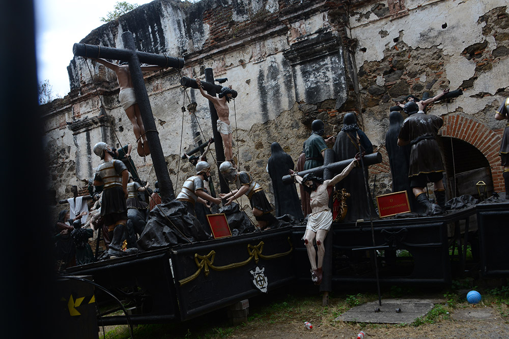 Religious crucifixion display in Antigua, Guatemala