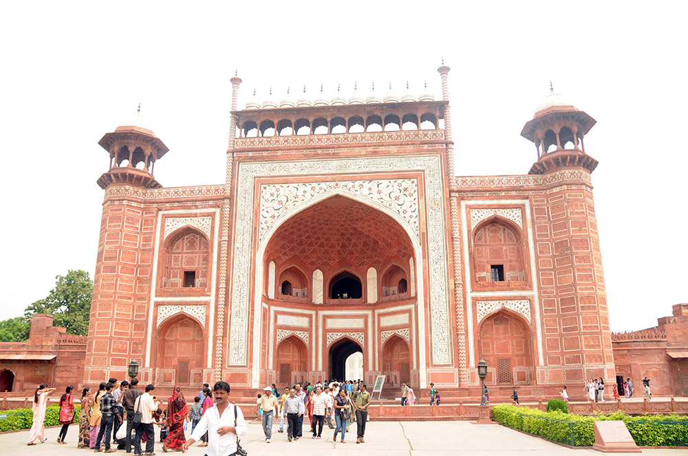 Entrance to the Taj Mahal complex in Agra India