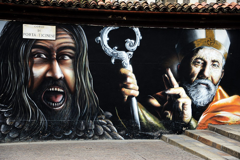 Christian mural near the Basilica of San Lorenzo in Milan