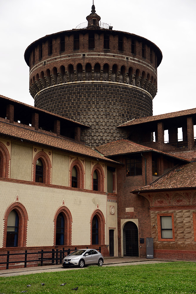 Courtyard inside Sforza Castle in Milan