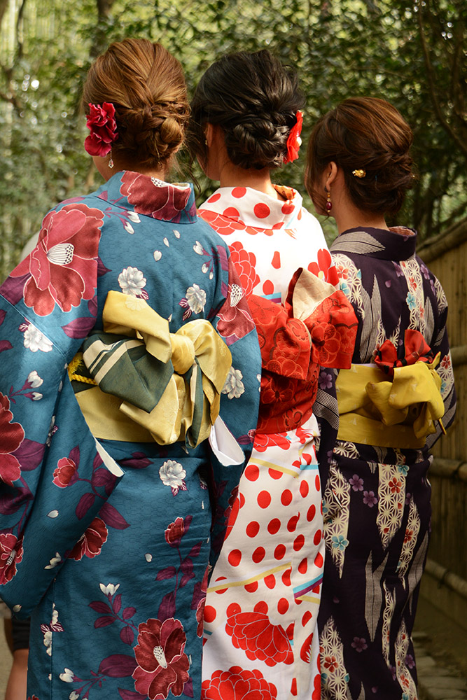 Traditional Japanese clothing in Arashiyama