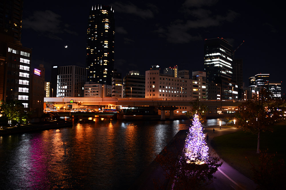 Osaka River Christmas Christmas lights along the river in Osaka Japan